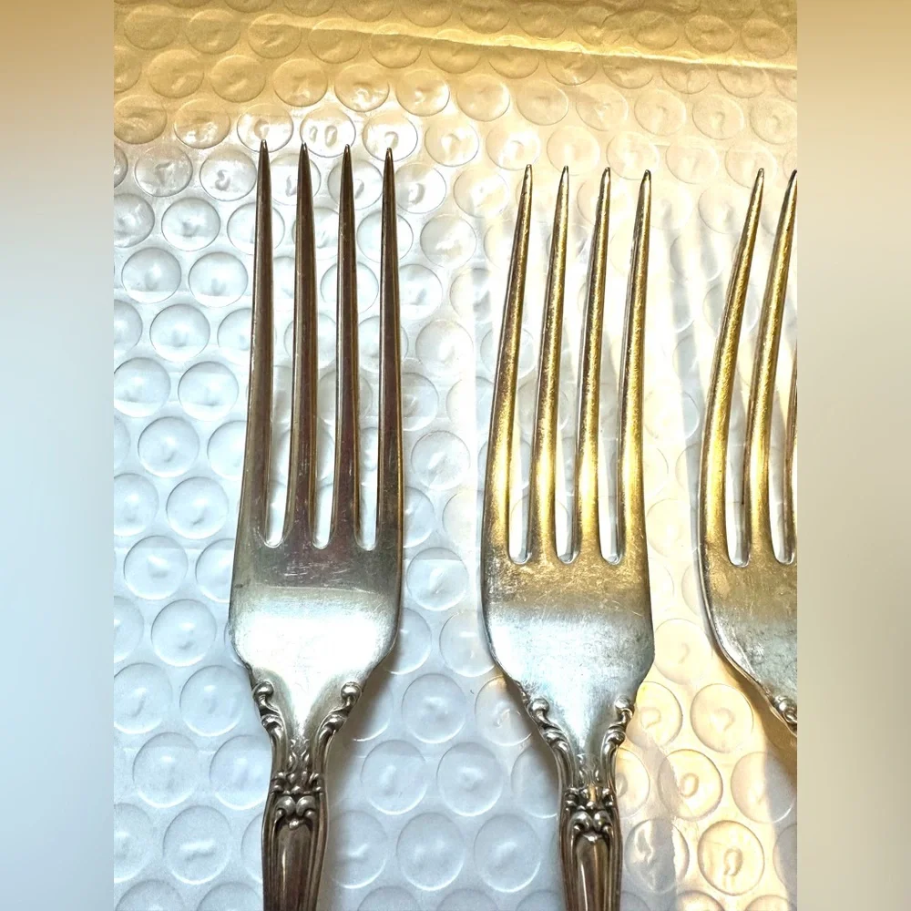 6 Wallace Sterling Silver Forks 7 1/8” Old Atlanta 268 Grams‎
